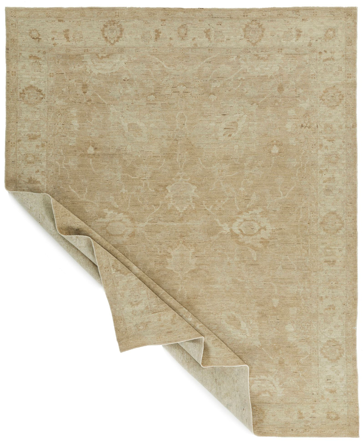 8x10 Ivory and Beige Turkish Oushak Rug