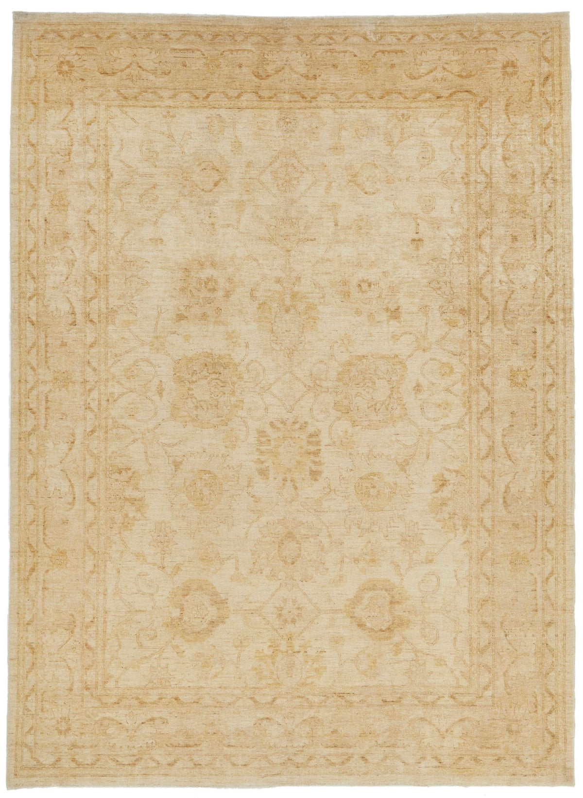 8x11 Ivory and Gold Turkish Oushak Rug