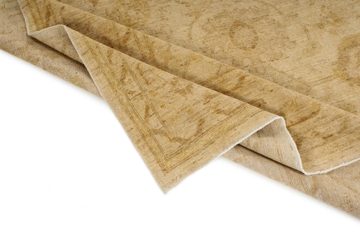 8x11 Ivory and Gold Turkish Oushak Rug