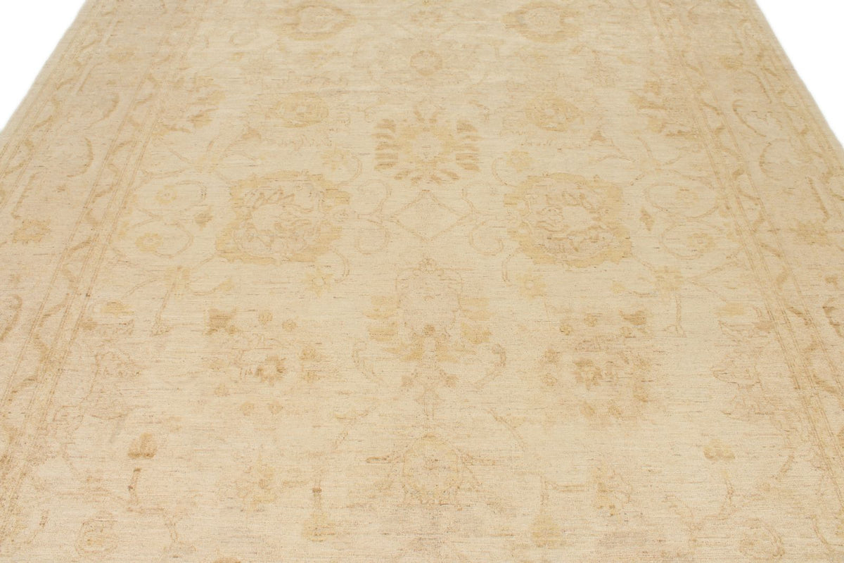 8x11 Ivory and Gold Turkish Oushak Rug