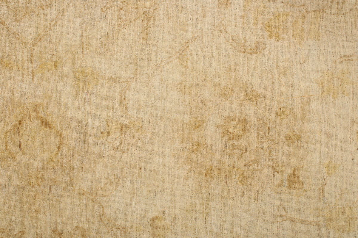 8x11 Ivory and Gold Turkish Oushak Rug
