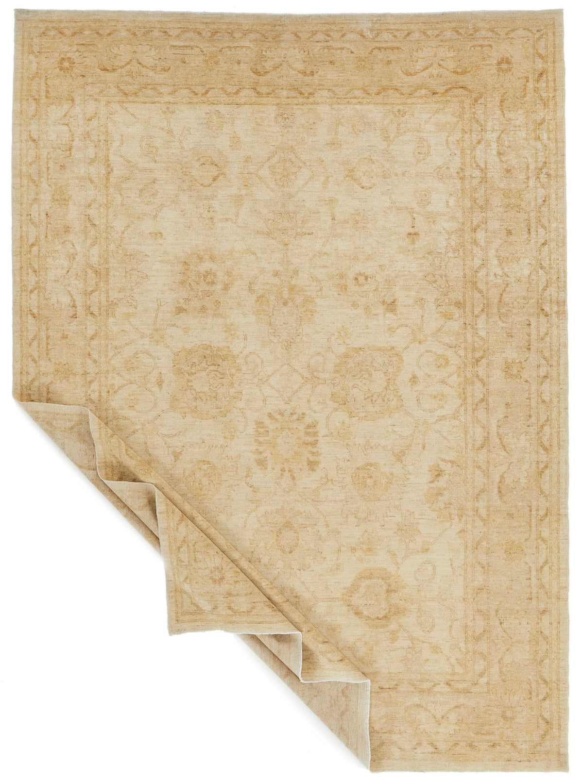 8x11 Ivory and Gold Turkish Oushak Rug