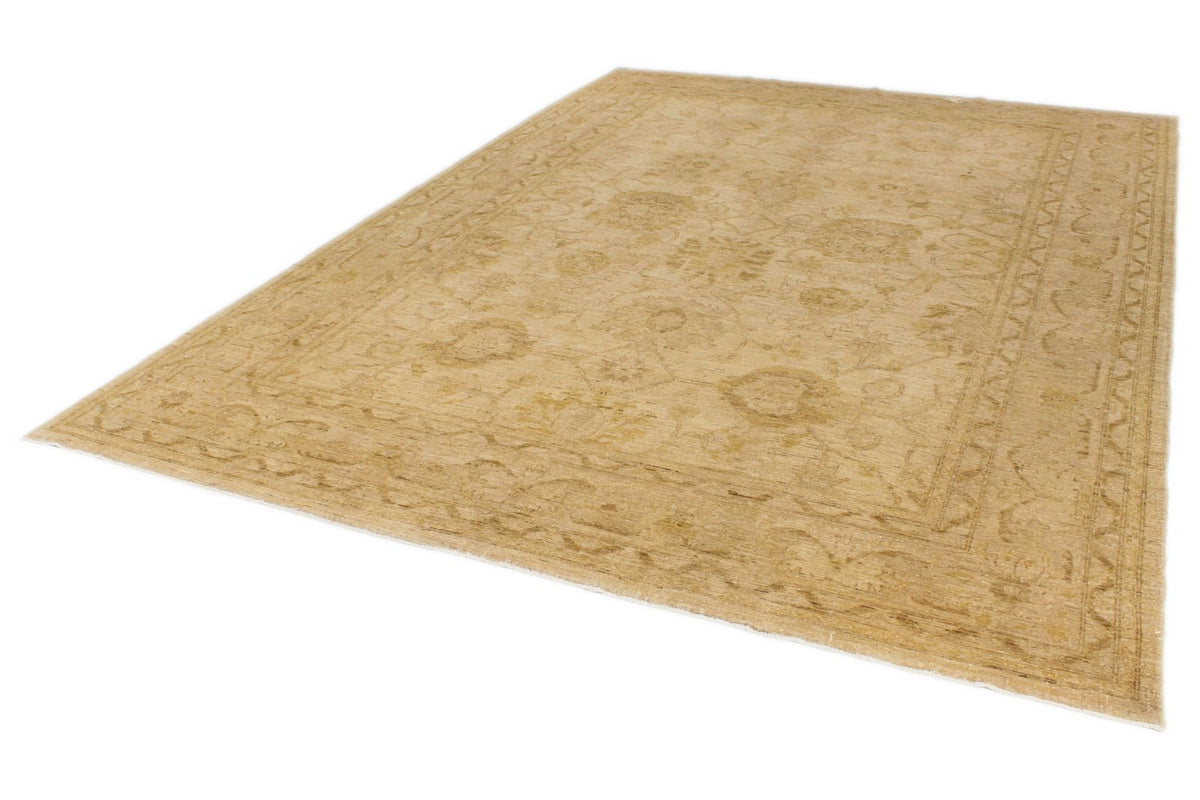 8x11 Ivory and Gold Turkish Oushak Rug