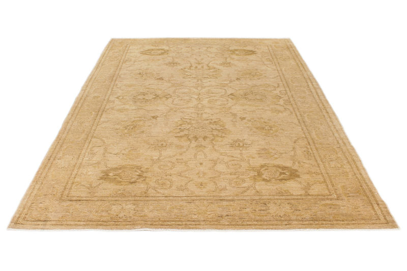 6x9 Ivory and Gold Turkish Oushak Rug