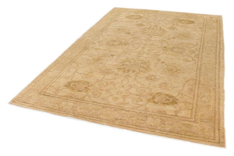 6x9 Ivory and Gold Turkish Oushak Rug