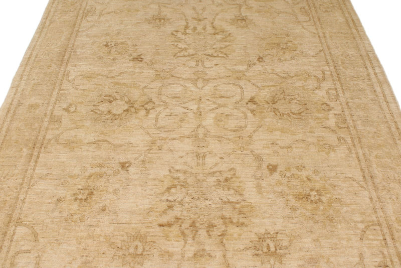 6x9 Ivory and Gold Turkish Oushak Rug