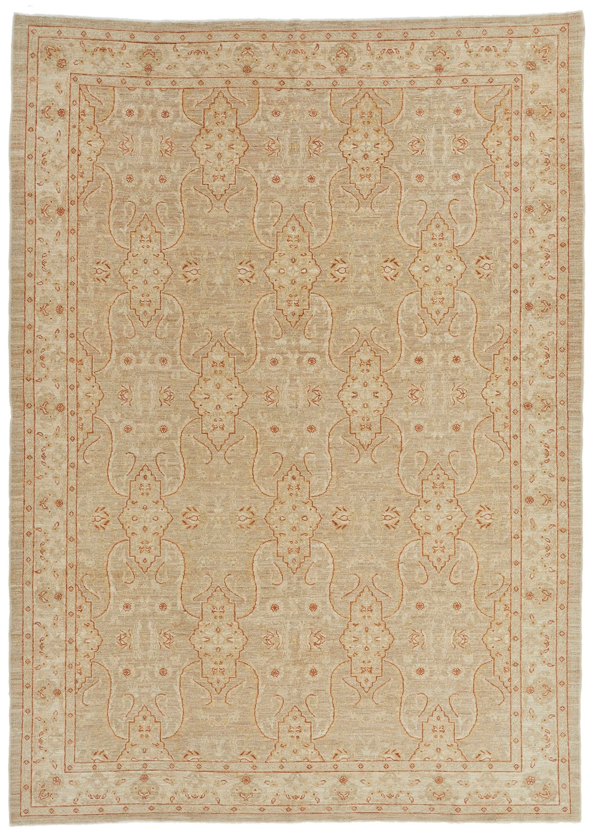 7x10 Brown and Camel Turkish Oushak Rug
