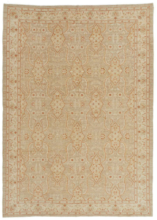 7x10 Brown and Camel Turkish Oushak Rug