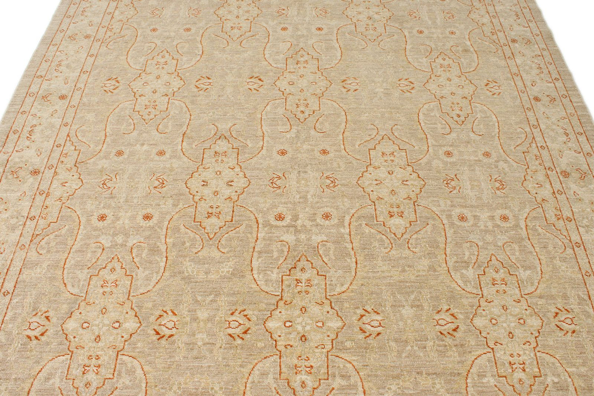 7x10 Brown and Camel Turkish Oushak Rug