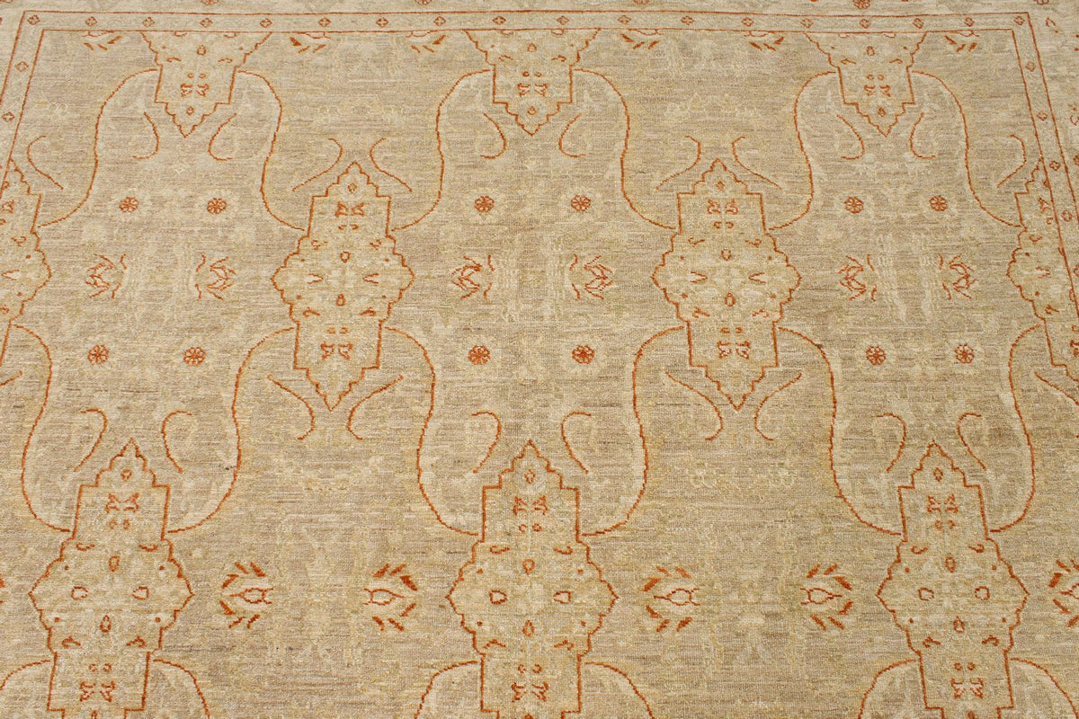 7x10 Brown and Camel Turkish Oushak Rug
