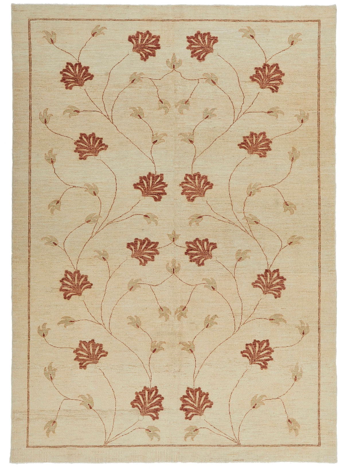 7x10 Beige and Red Modern Contemporary Rug