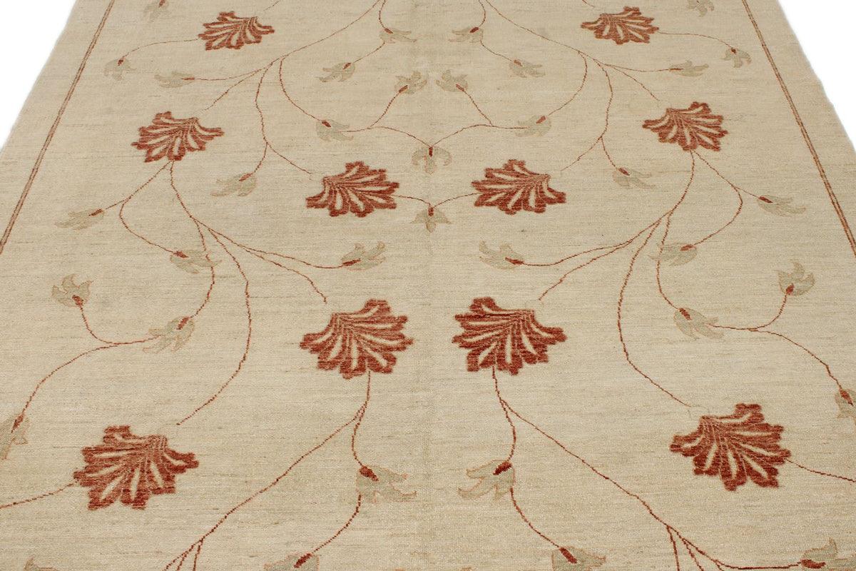 7x10 Beige and Red Modern Contemporary Rug