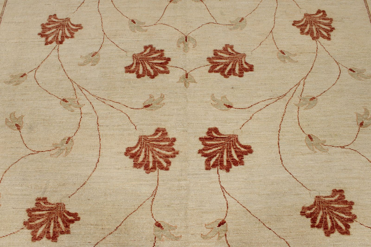 7x10 Beige and Red Modern Contemporary Rug