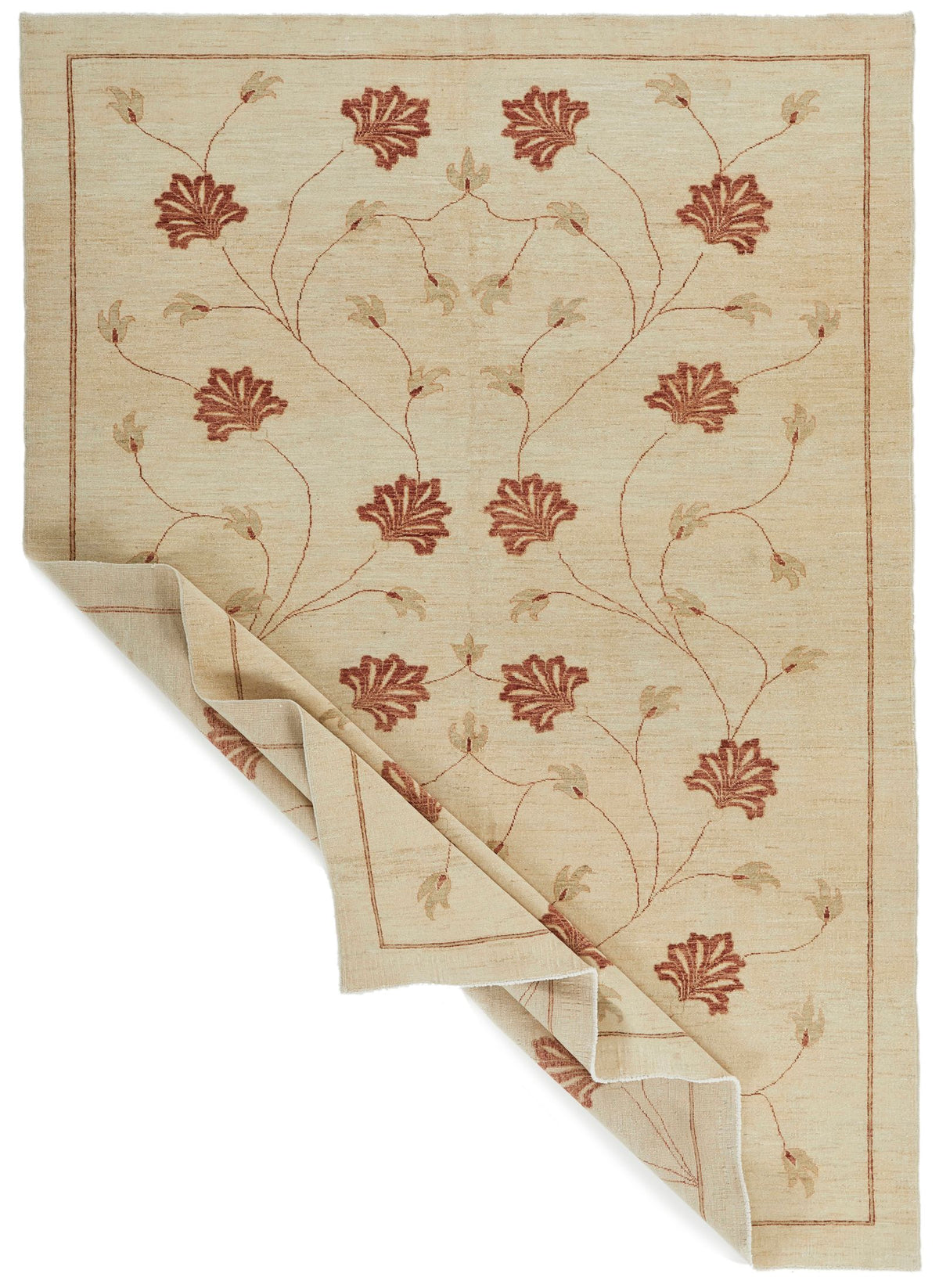 7x10 Beige and Red Modern Contemporary Rug