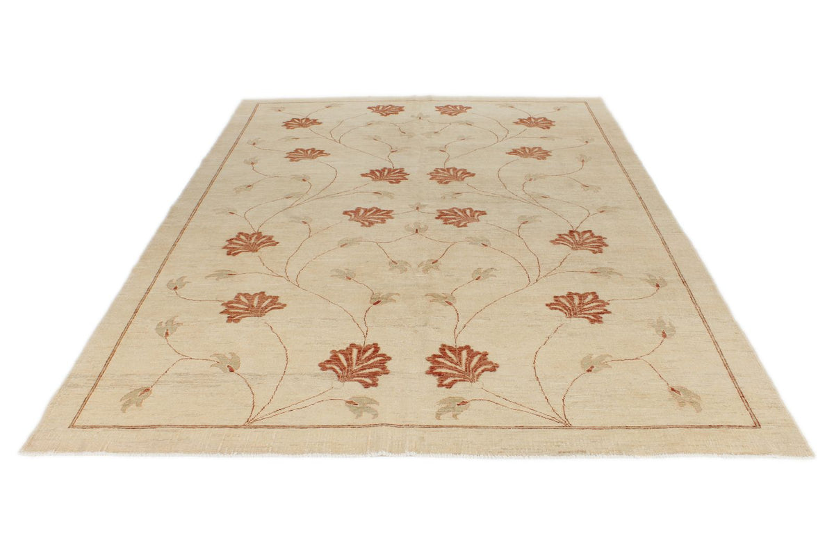 7x10 Beige and Red Modern Contemporary Rug