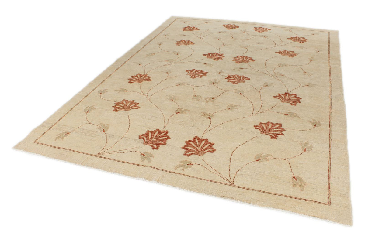 7x10 Beige and Red Modern Contemporary Rug