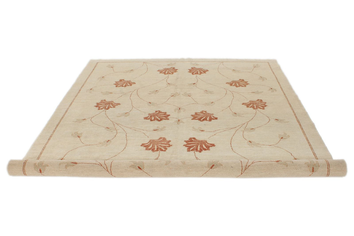 7x10 Beige and Red Modern Contemporary Rug