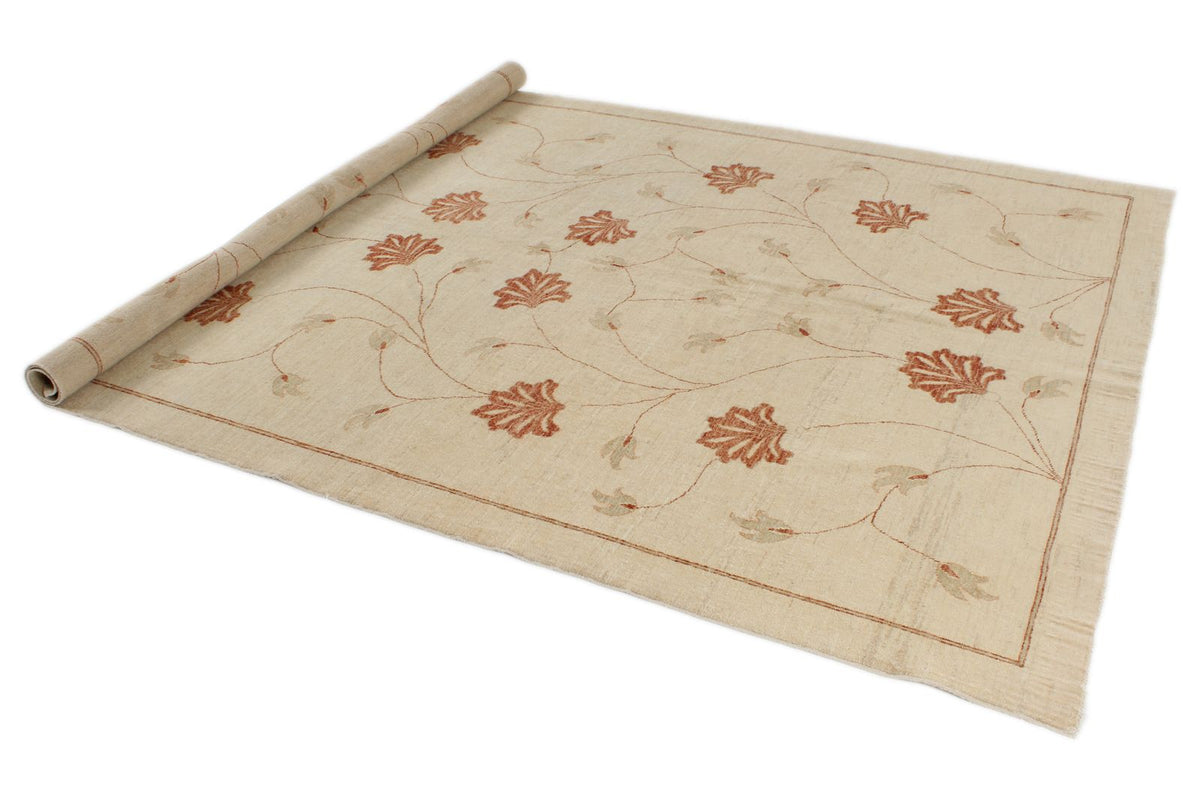 7x10 Beige and Red Modern Contemporary Rug