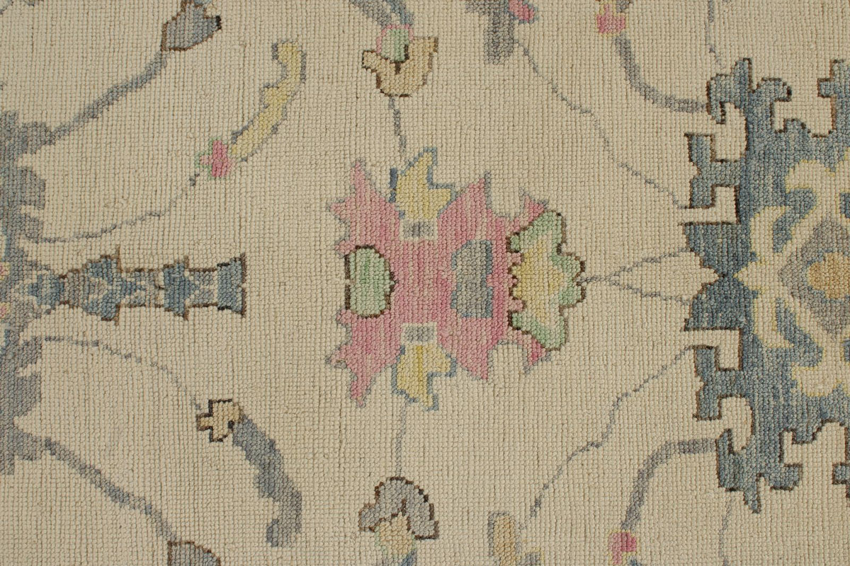 10x14 Ivory and Blue Turkish Oushak Rug