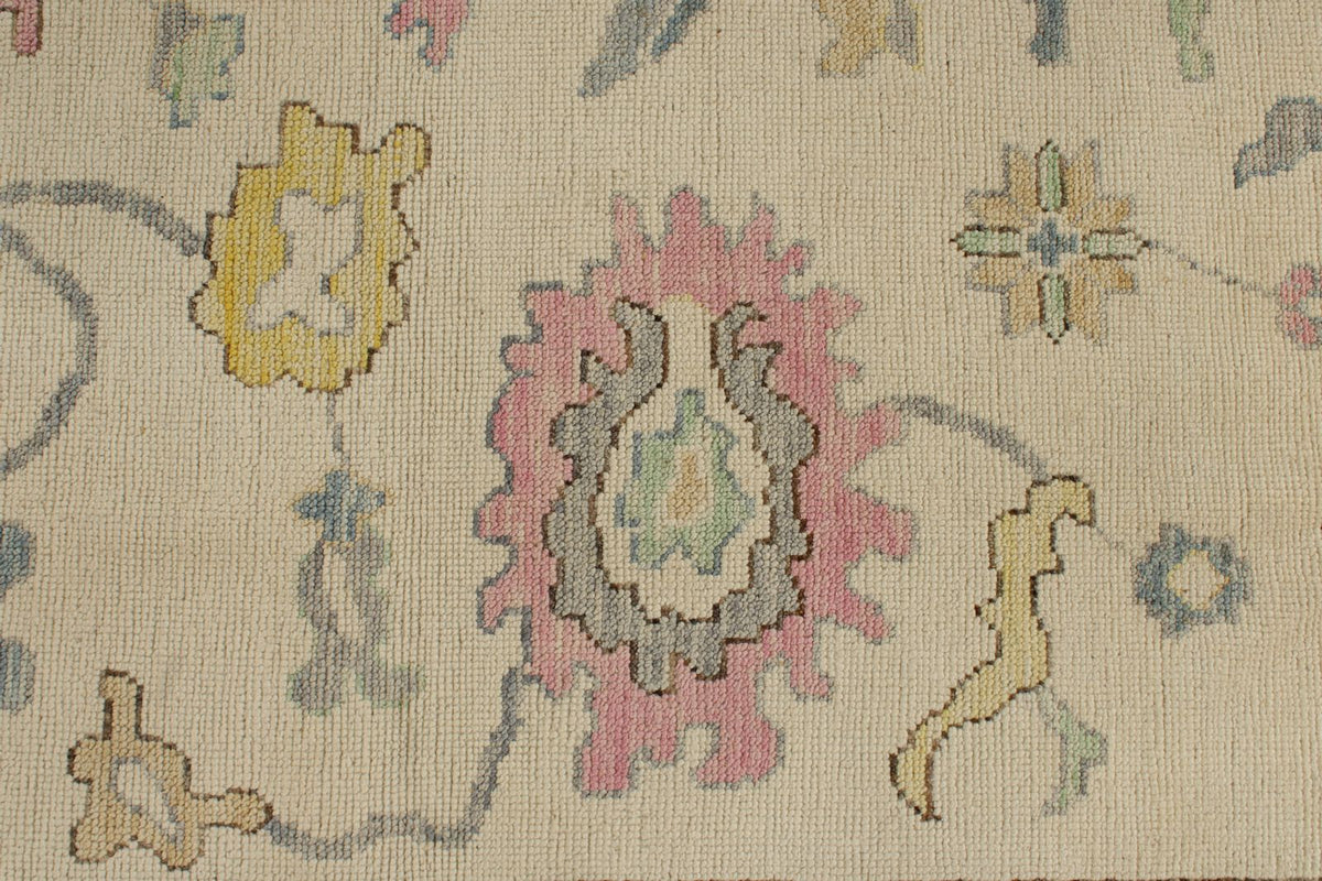 10x14 Ivory and Blue Turkish Oushak Rug
