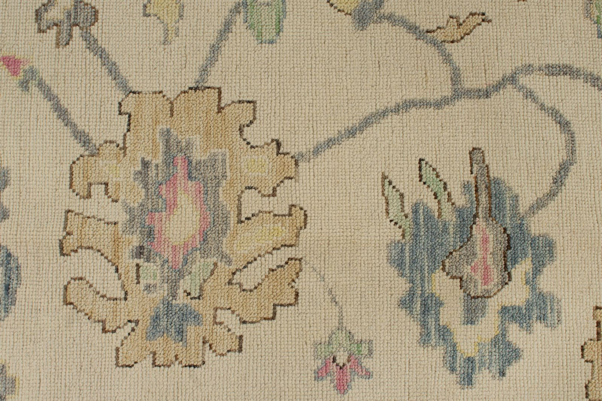 10x14 Ivory and Blue Turkish Oushak Rug