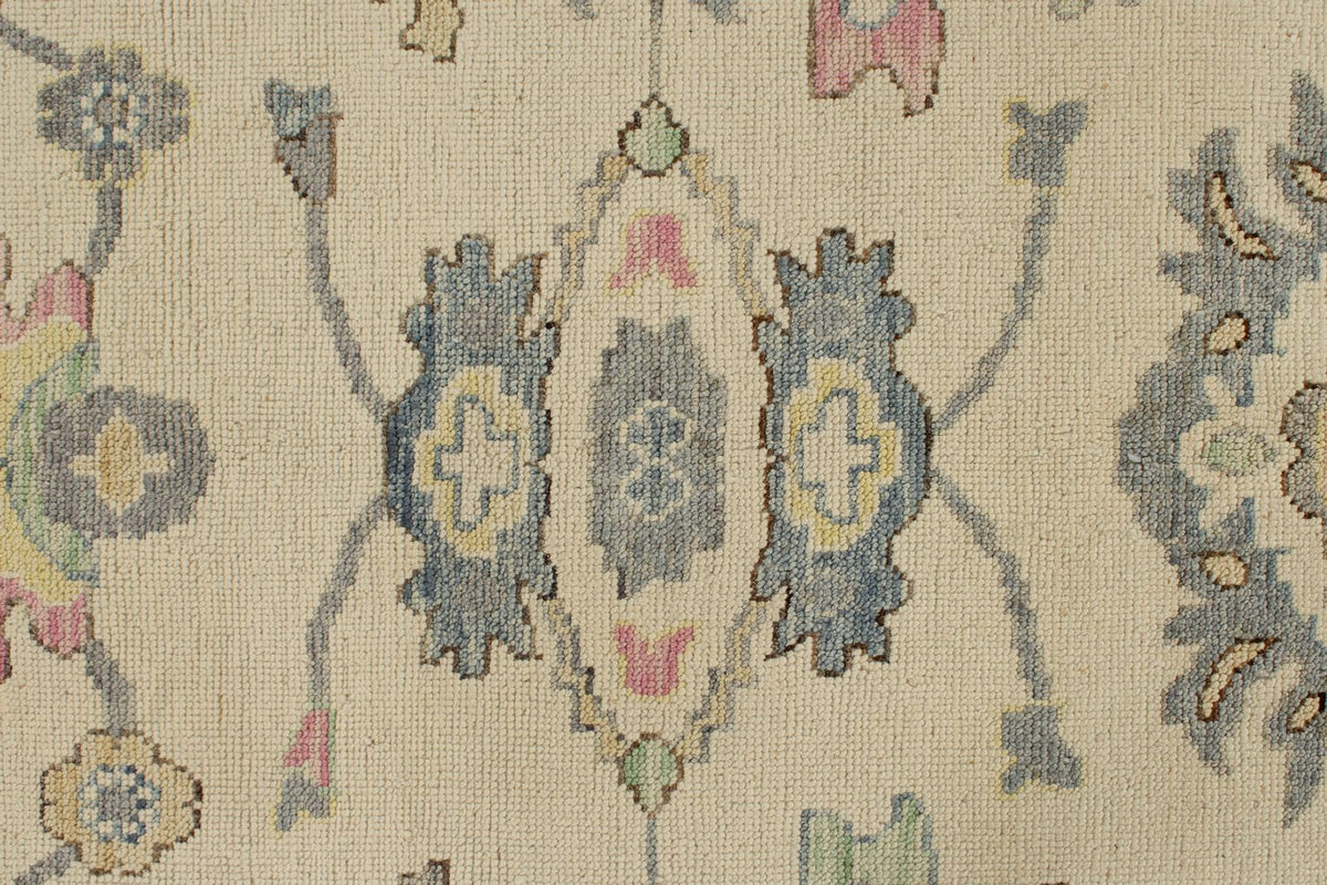 10x14 Ivory and Blue Turkish Oushak Rug