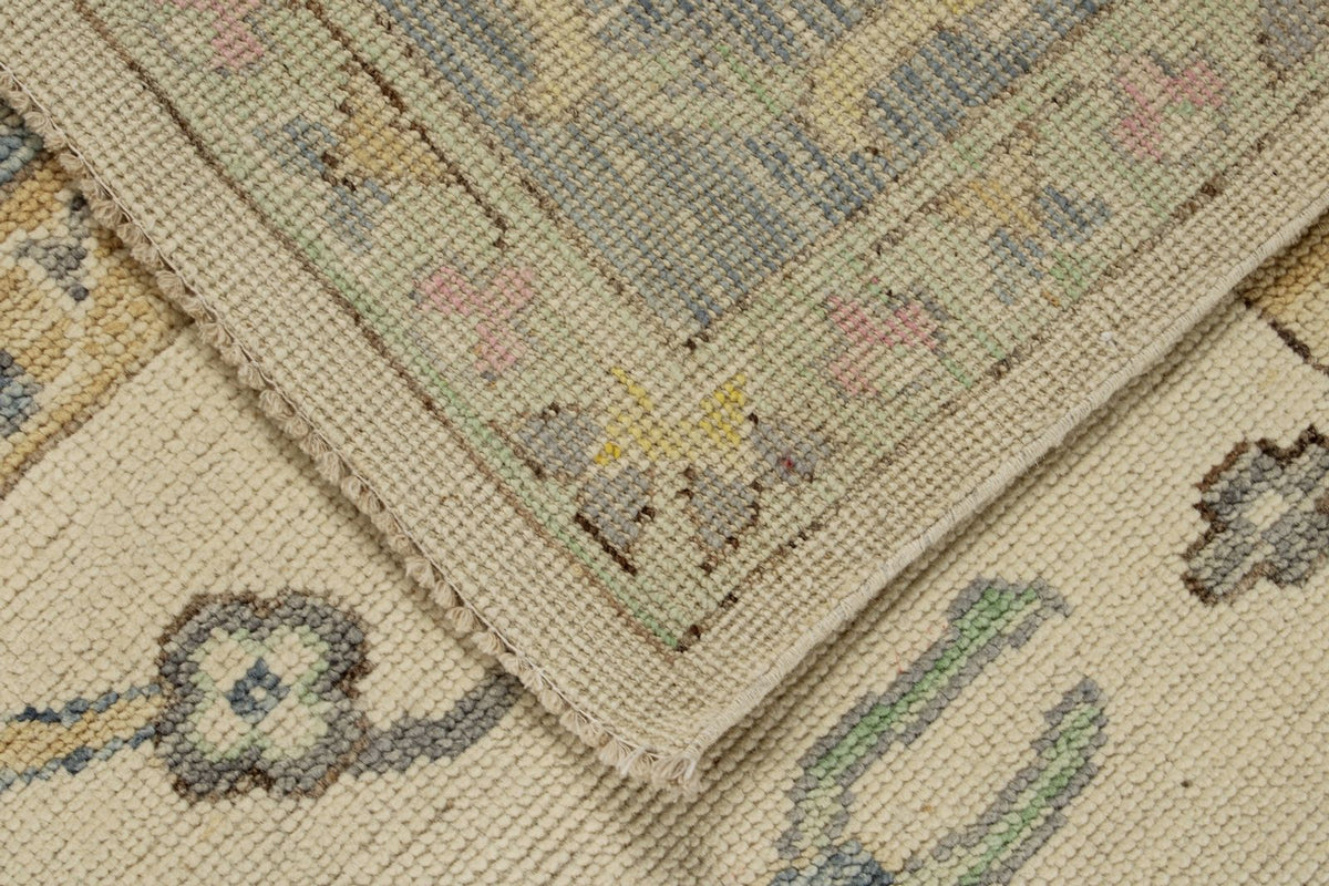 10x14 Ivory and Blue Turkish Oushak Rug