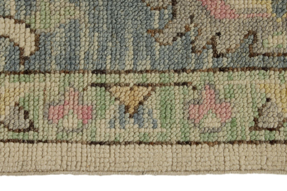 10x14 Ivory and Blue Turkish Oushak Rug