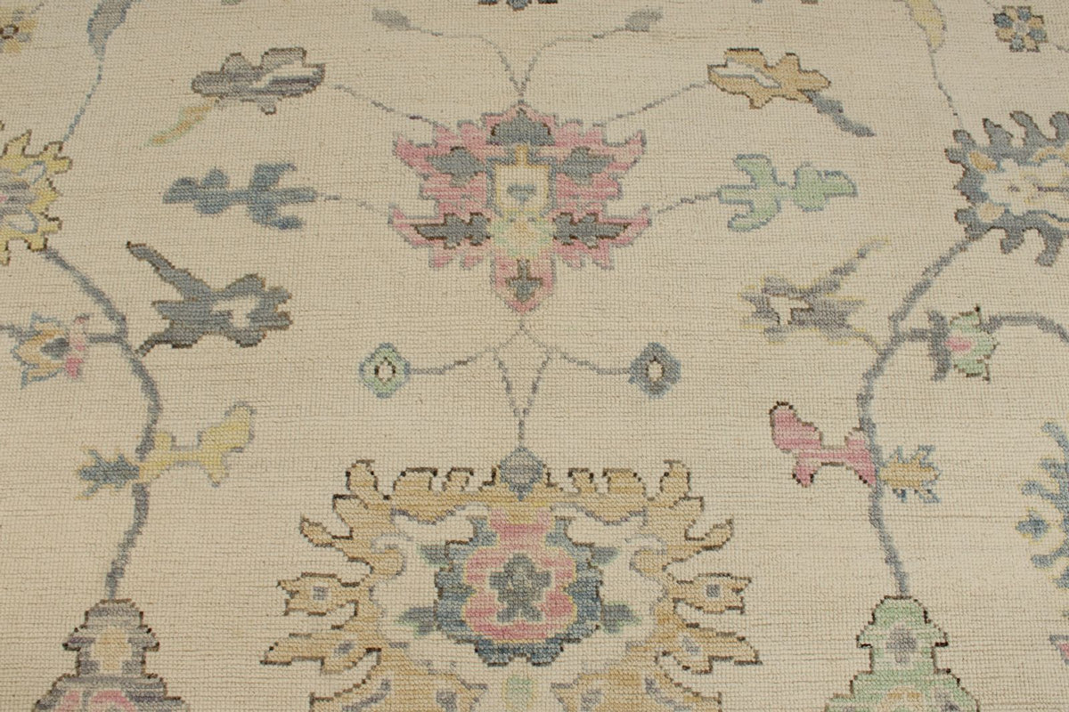 10x14 Ivory and Blue Turkish Oushak Rug