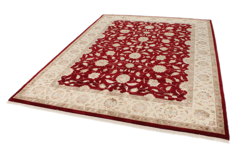 7x10 Red and Ivory Turkish Traditional Rug