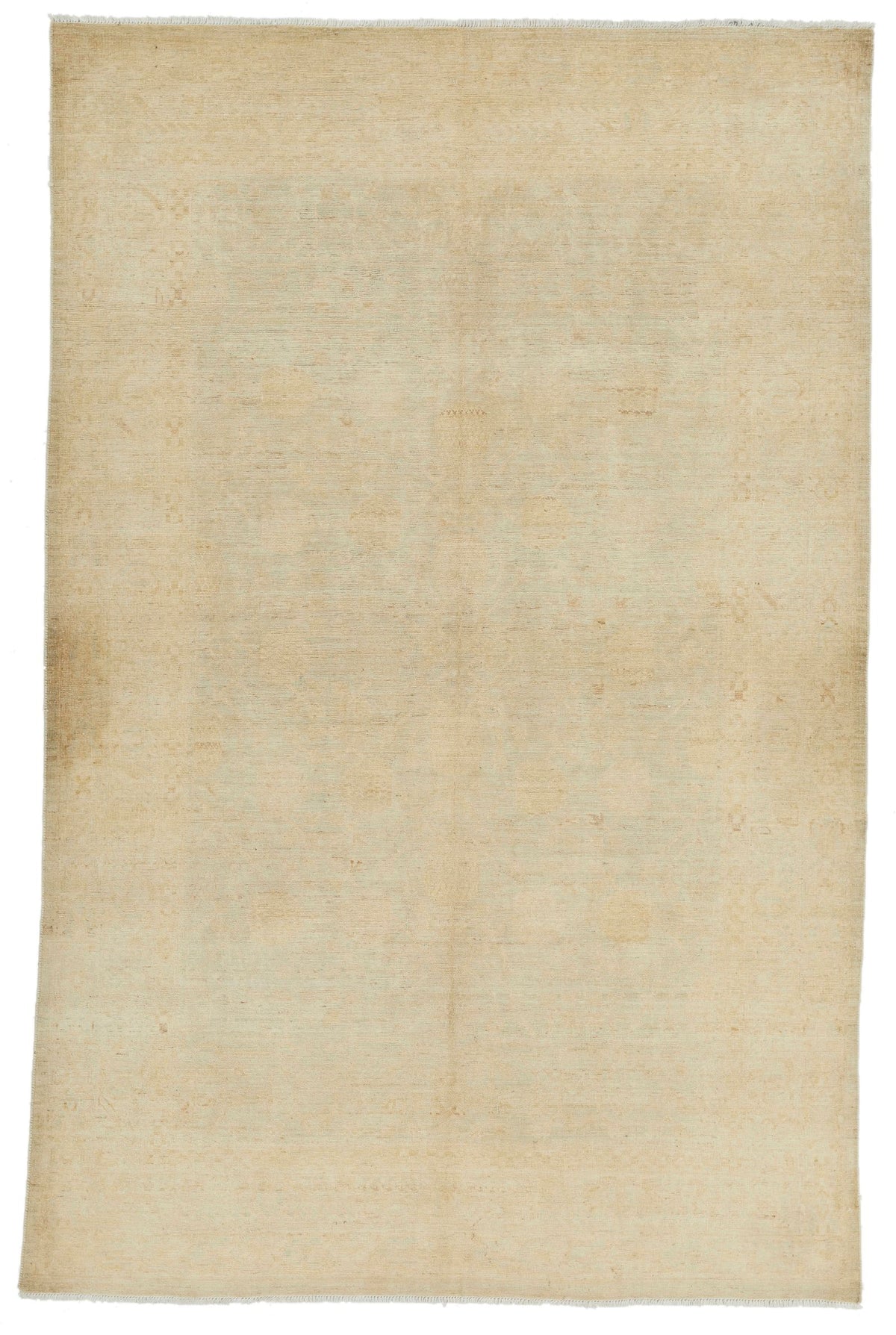 6x9 Ivory and Ivory Turkish Oushak Rug