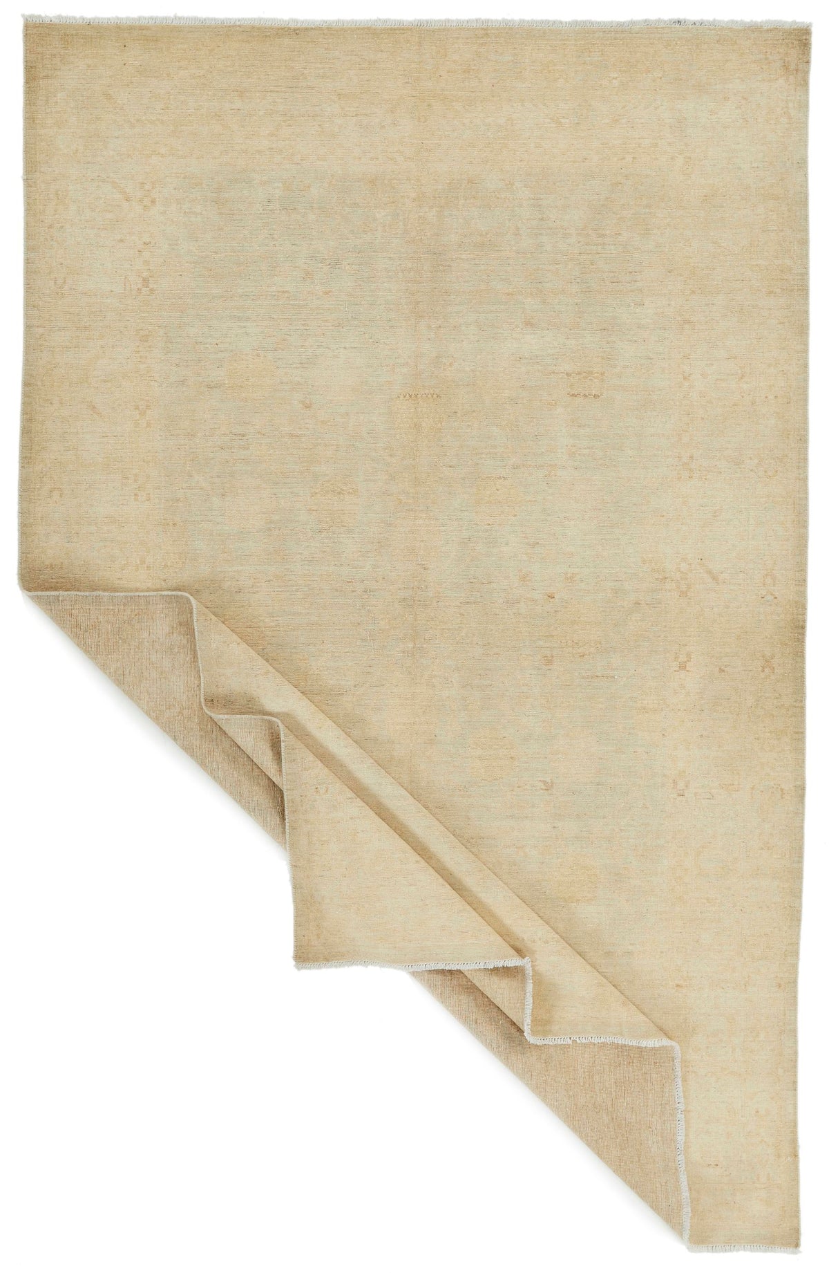 6x9 Ivory and Ivory Turkish Oushak Rug
