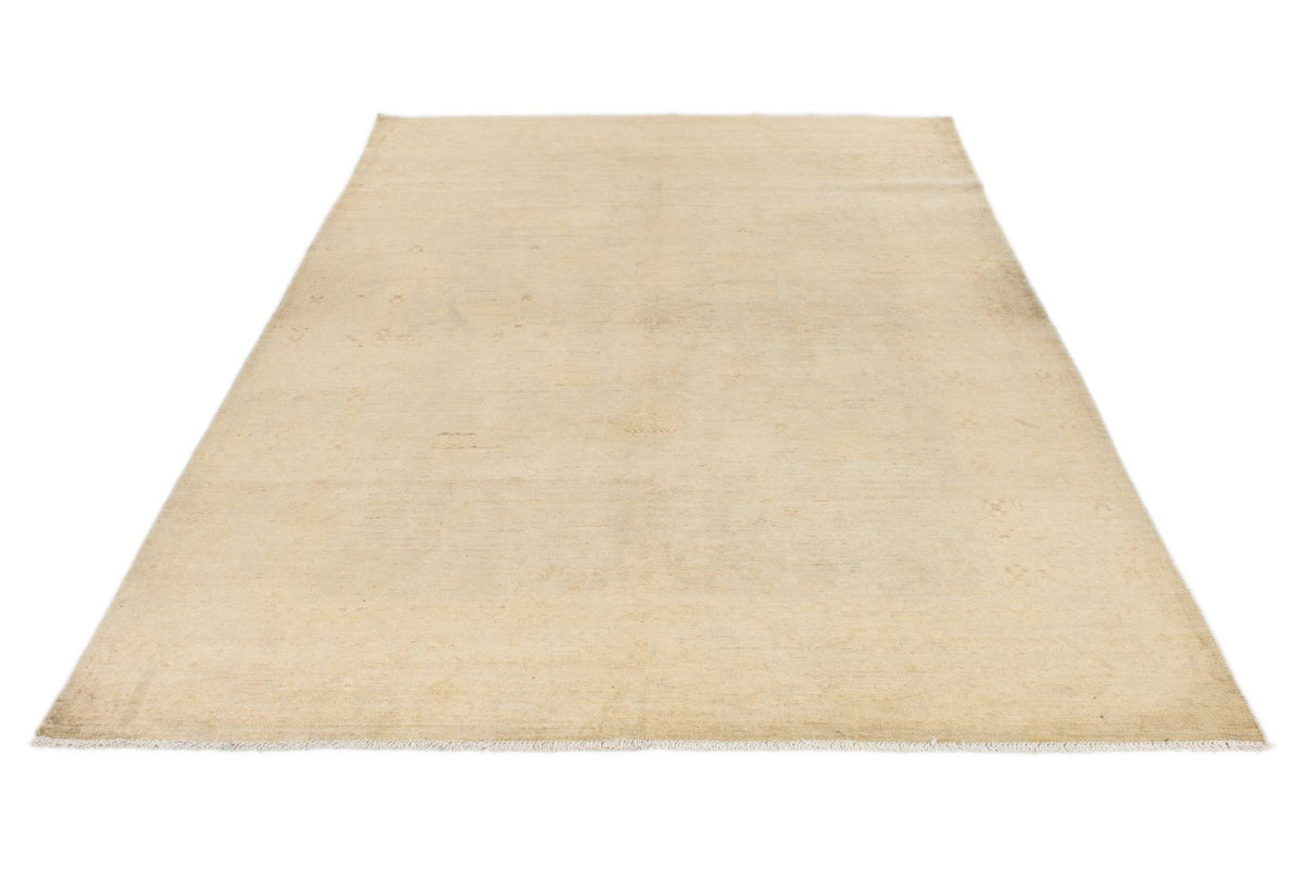 6x9 Ivory and Ivory Turkish Oushak Rug