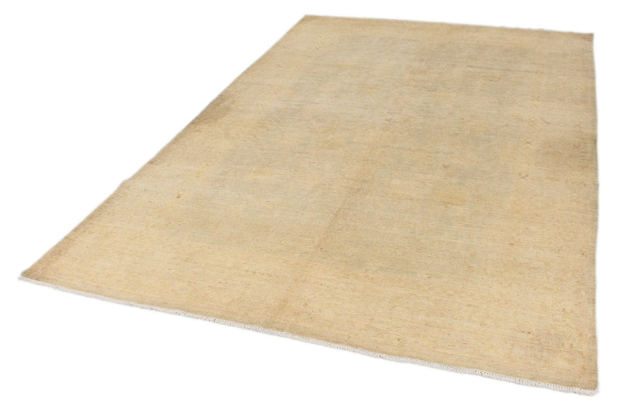 6x9 Ivory and Ivory Turkish Oushak Rug