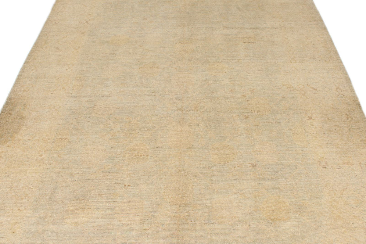 6x9 Ivory and Ivory Turkish Oushak Rug