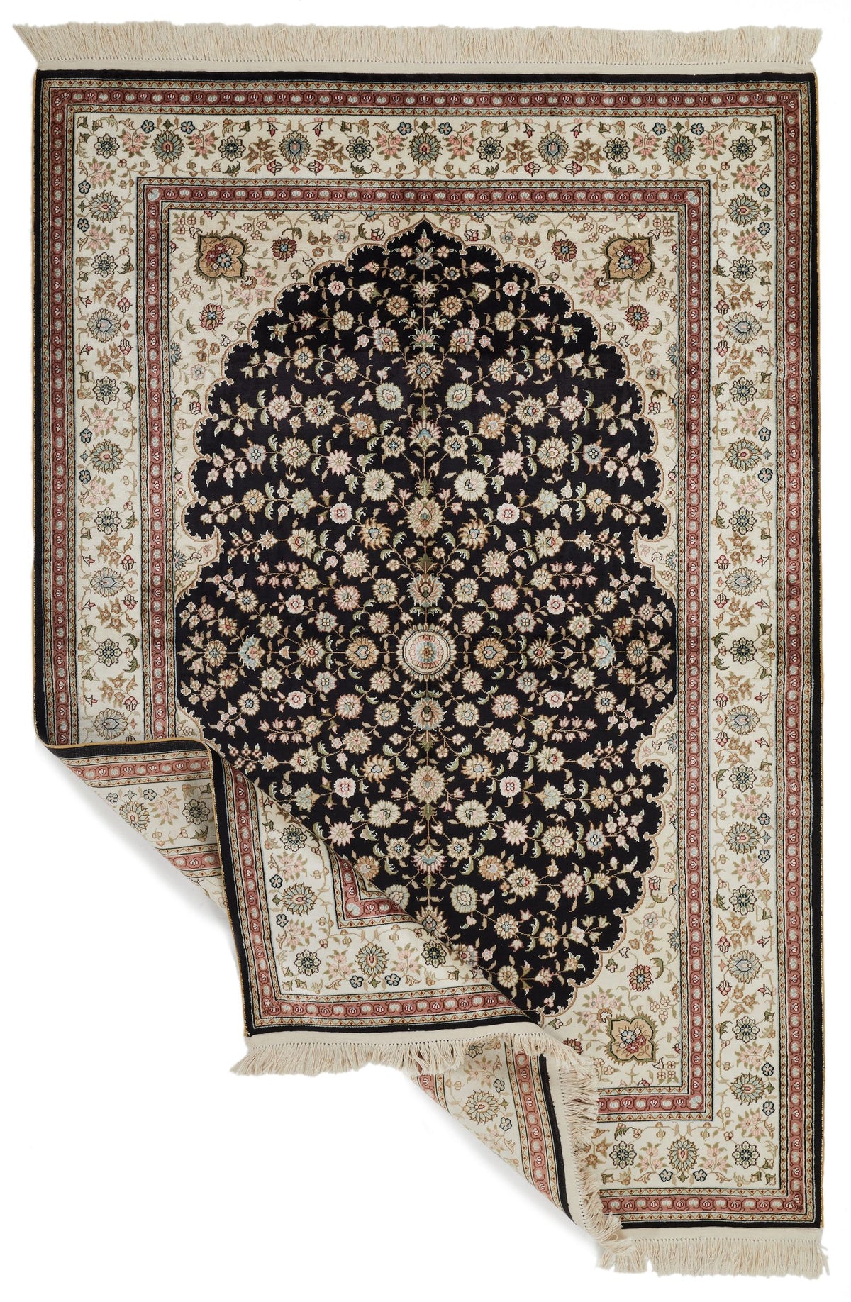 4x6 Black and Ivory Turkish Antep Rug