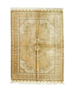 5x6 Beige and Brown Turkish Silk Rug