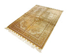 5x6 Beige and Brown Turkish Silk Rug