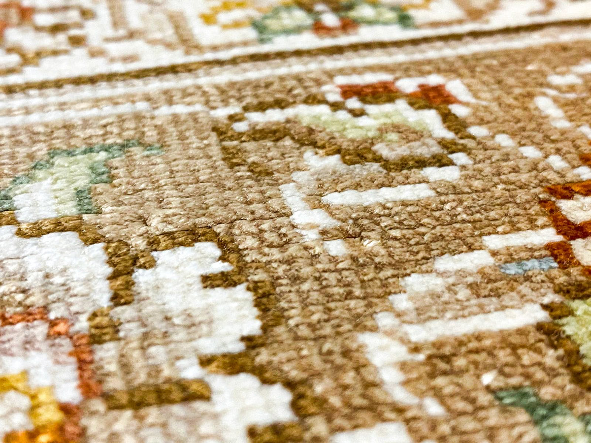 5x6 Beige and Brown Turkish Silk Rug