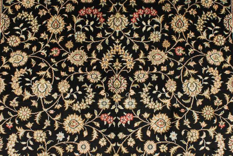 4x6 Black and Ivory Turkish Silk Rug