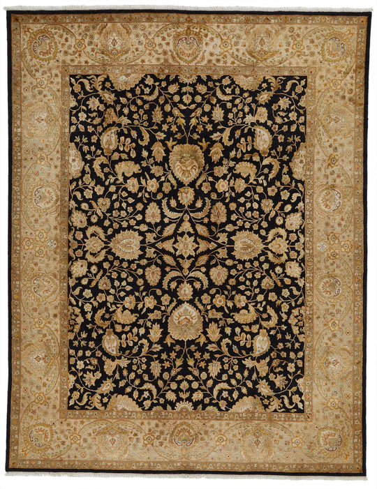 8x14 Black and Beige Turkish Traditional Rug