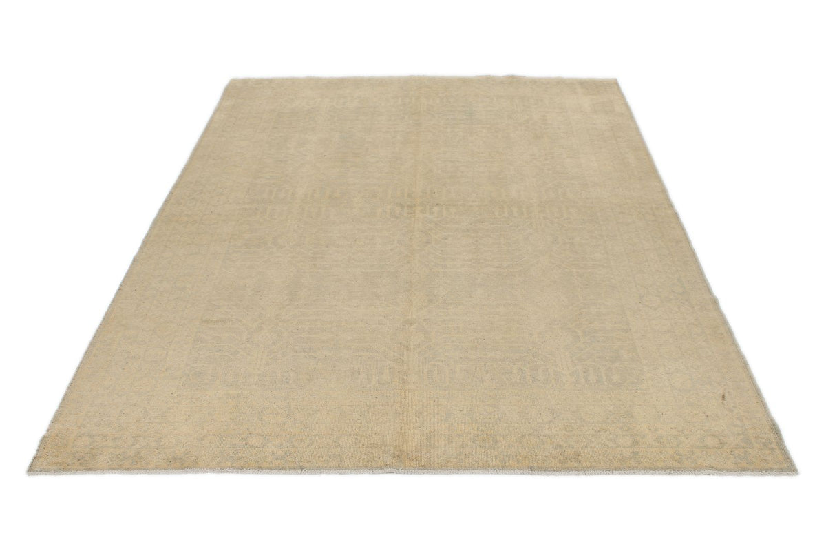 6x9 Gray and Ivory Turkish Tribal Rug