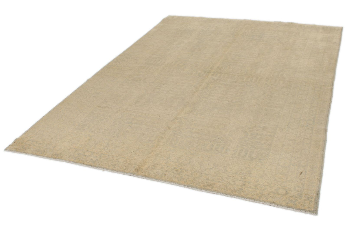 6x9 Gray and Ivory Turkish Tribal Rug