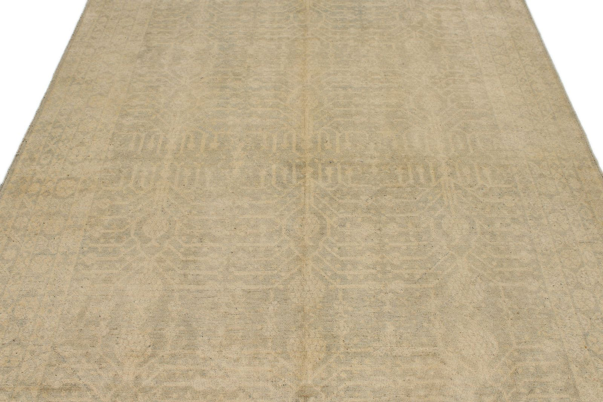 6x9 Gray and Ivory Turkish Tribal Rug