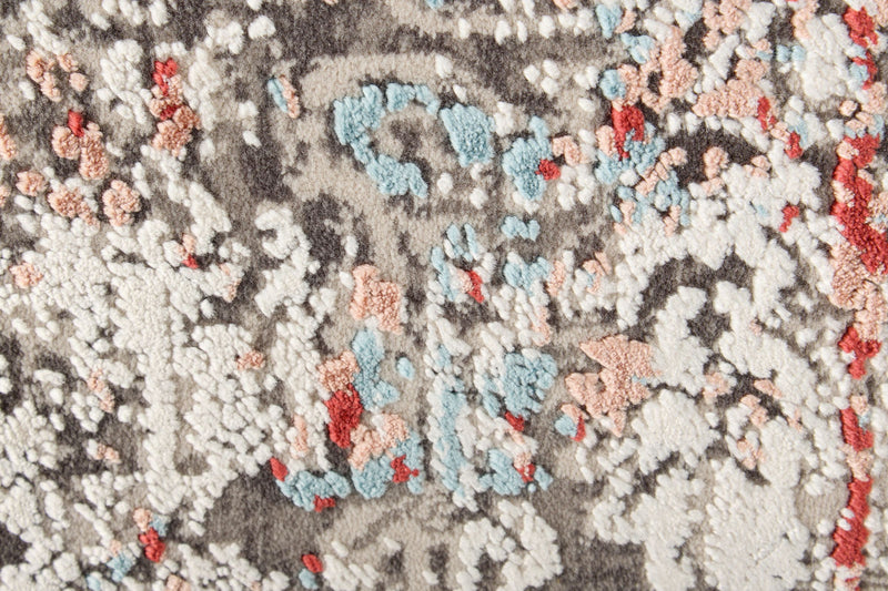 6x10 White and Multicolor Turkish Antep Rug