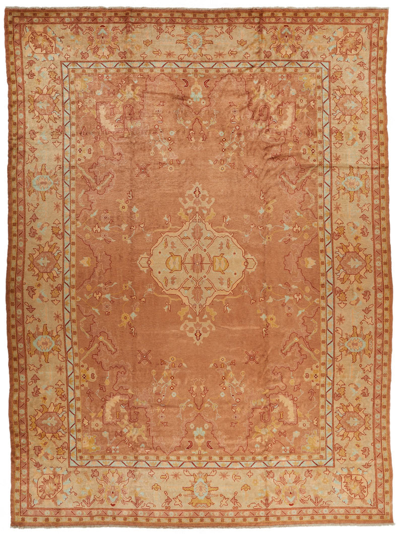 12x17 Pink and Beige Turkish Oushak Rug
