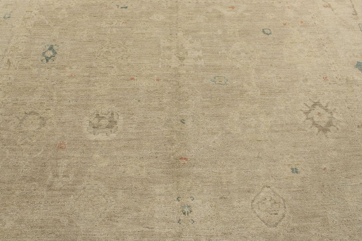 9x12 Beige and Ivory Turkish Oushak Rug