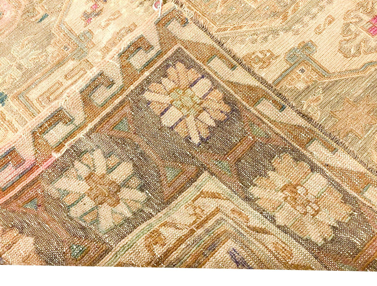Vintage Handmade 6x9 Pink and Brown Anatolian Turkish Traditional Distressed Area Rug