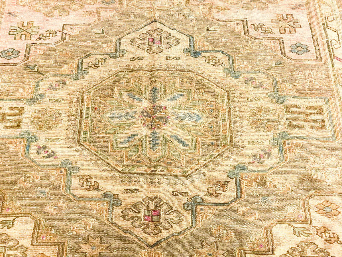 Vintage Handmade 6x9 Pink and Brown Anatolian Turkish Traditional Distressed Area Rug