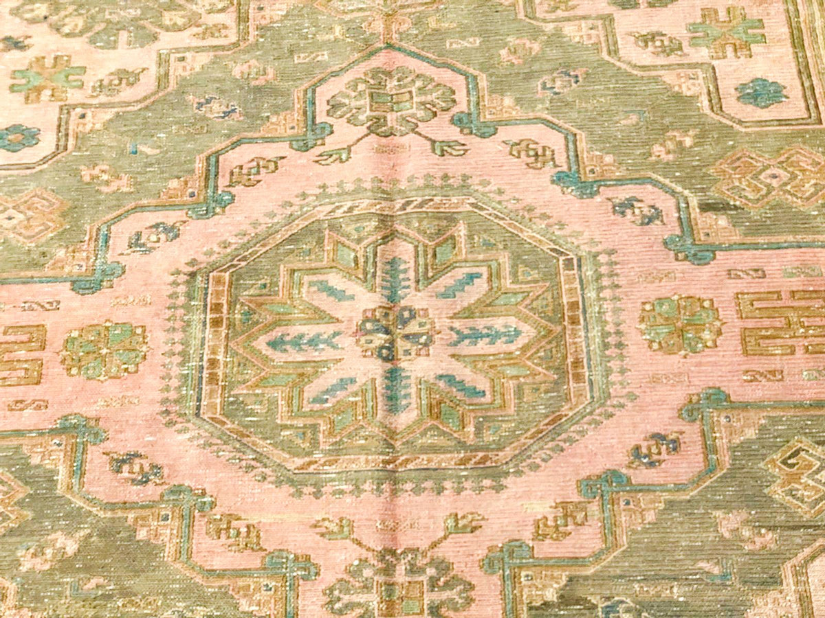 Vintage Handmade 6x9 Pink and Brown Anatolian Turkish Traditional Distressed Area Rug